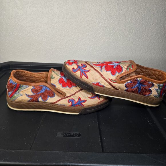 Handmade Men\'s Loafers Blanket Quilt Flower Tapestry Slippers Size 9.5 main image 7